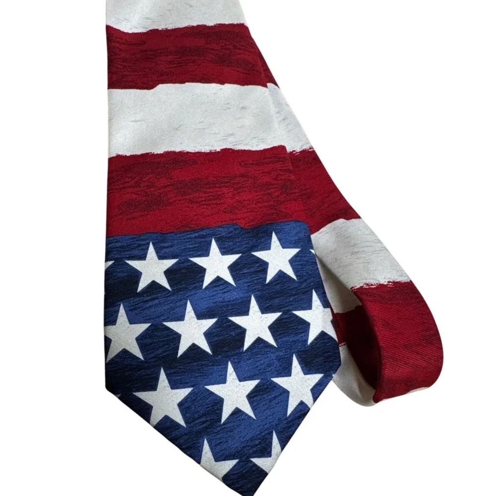 Save the Children American Flag Silk Tie USA Stars Stripes Patriotic Benoit